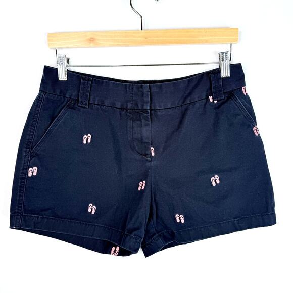 J. Crew Chino City Fit Navy Flip Flop Embroidered Shorts 8 - Picture 1 of 8